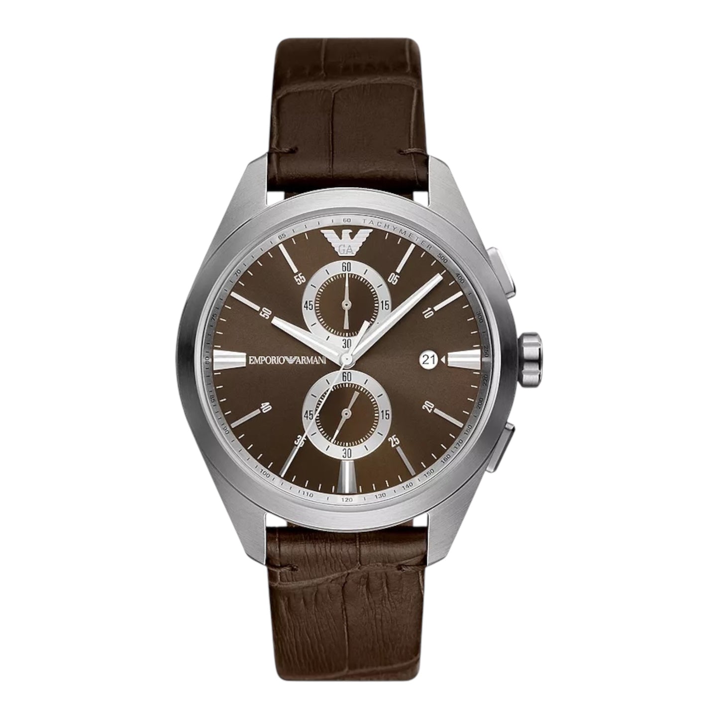 Emporio Armani Chronograph Herren Uhr AR11482 Braun Leder
