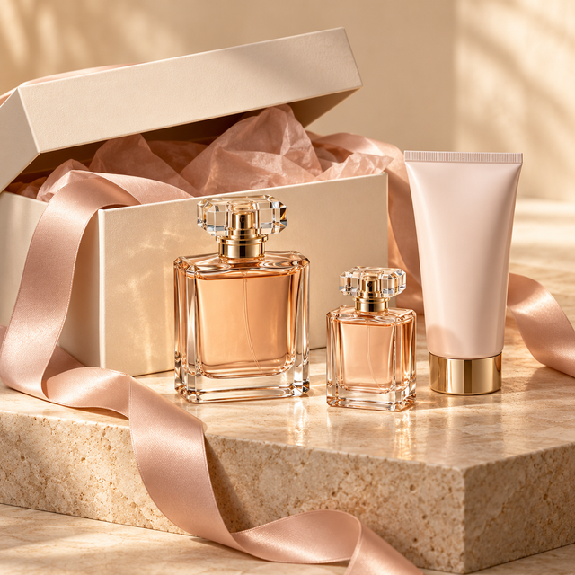 Parfum Geschenkset für Damen mit cremefarbener Verpackung