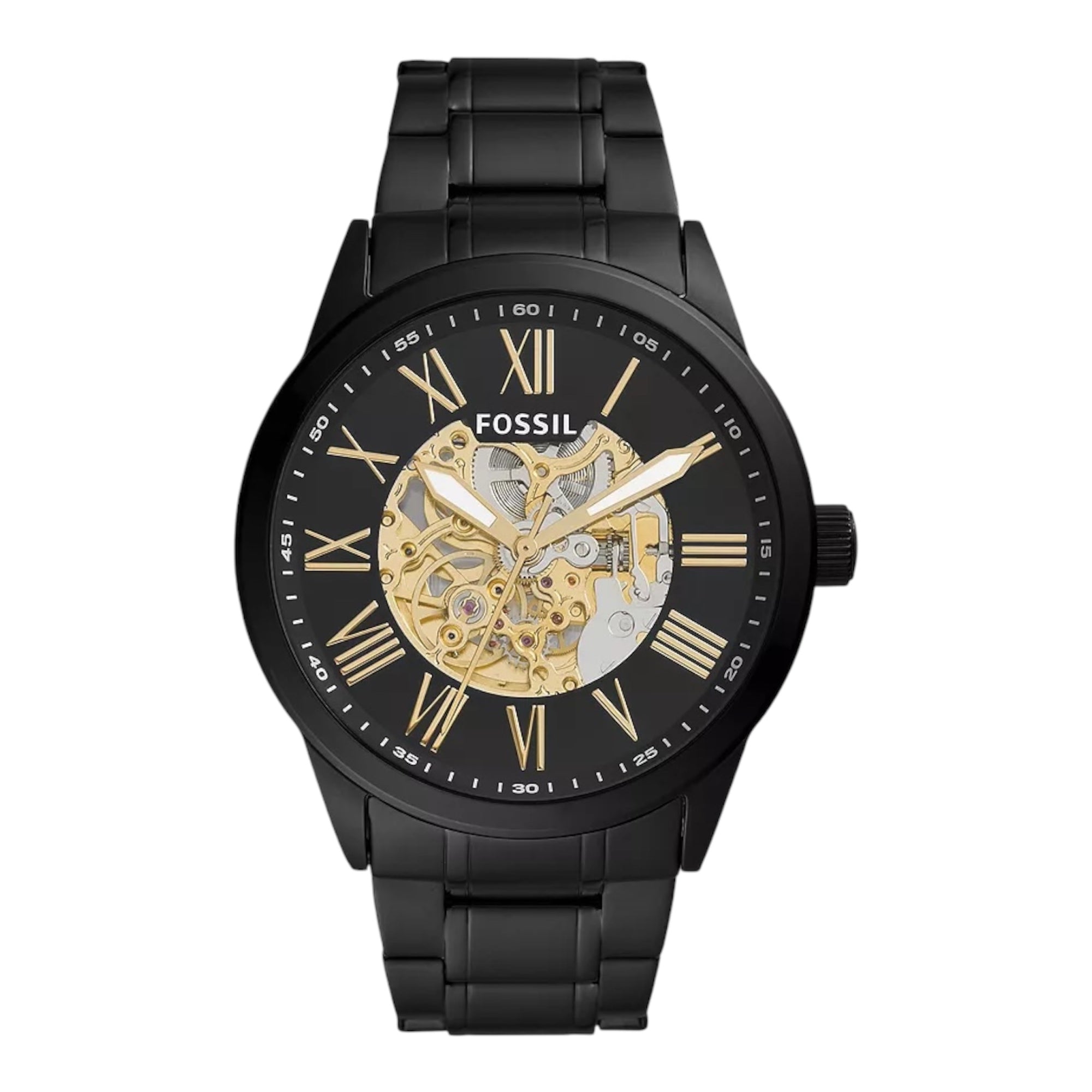 Fossil Herren Uhr Automatik - Edelstahl - Schwarz