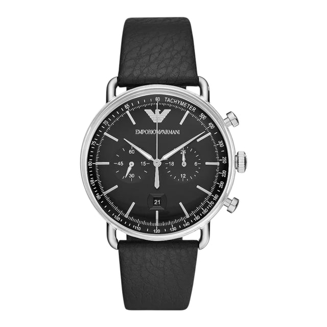 Emporio Armani Herrenchronograph AR11143 mit schwarzem Lederband