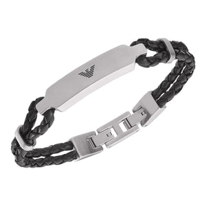 Emporio Armani Armband Leder Edelstahl zweifarbig