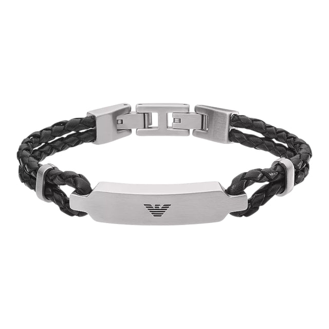 Emporio Armani Armband Leder Edelstahl zweifarbig