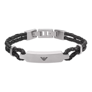 Emporio Armani Armband Leder Edelstahl zweifarbig