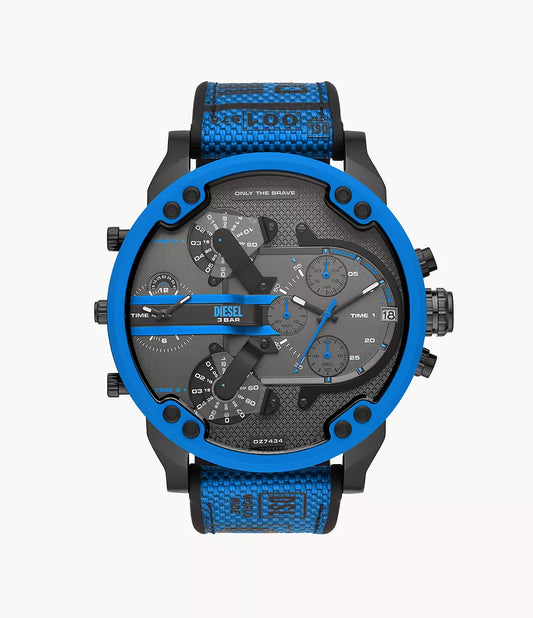 Diesel Herrenuhr Chronograph Mr. Daddy 2.0 Nylon Silikon blau DZ7434