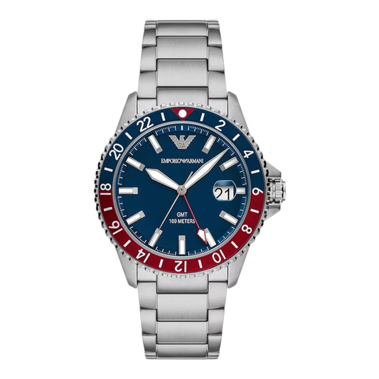Emporio Armani World Explorer GMT Herren Uhr AR11590 Dualzeit Edelstahl