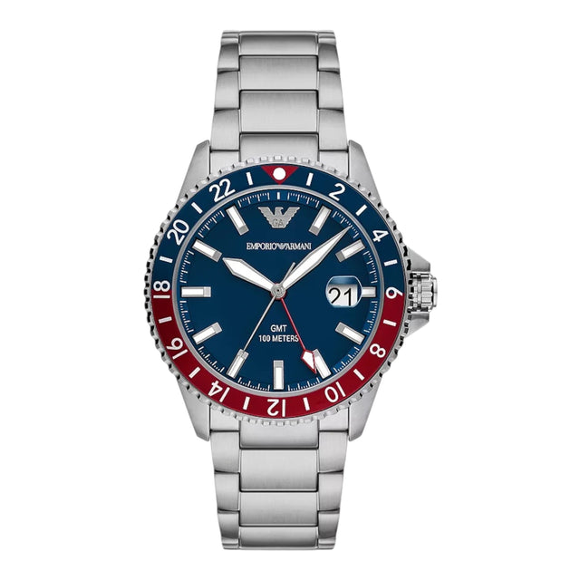 Emporio Armani World Explorer GMT Herren Uhr AR11590 Dualzeit Edelstahl