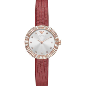 Emporio Armani Damen Uhr Ar11438 Rot Leder