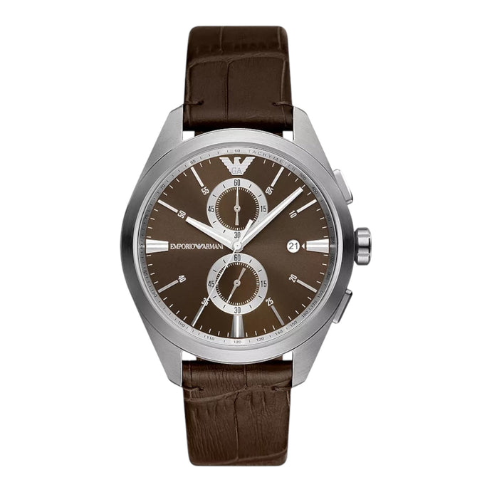 Emporio Armani Chronograph Herren Uhr AR11482 Braun Leder