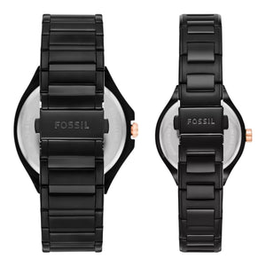 Fossil Uhren SET Schwarz Für Sie und Ihn