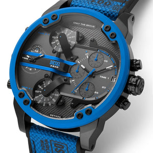 Diesel Herrenuhr Chronograph Mr. Daddy 2.0 Nylon Silikon blau DZ7434