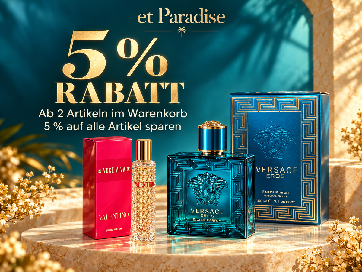 5 % Rabatt auf alle Artikel ab 2 Artikeln im Warenkorb – et Paradise
